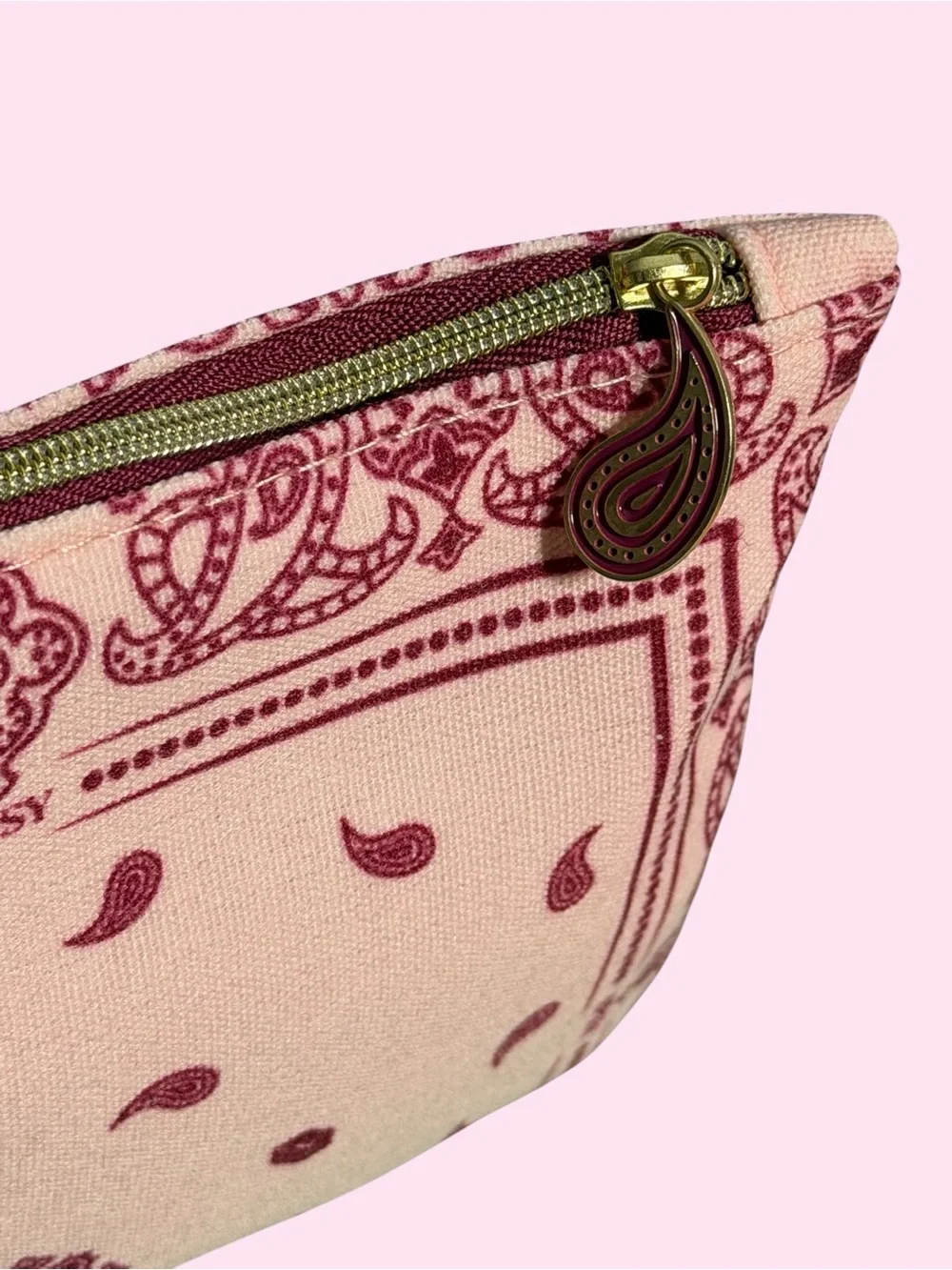 ipsy Pink Bandana-Print Canvas Cosmetic Pouch BRAND NEW